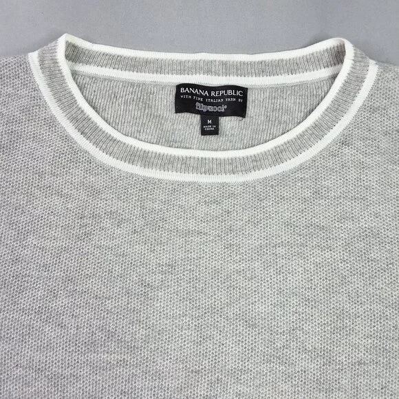 Banana Republic Filpucci Heather Gray Wool-Blend Crewneck Sweater Medium - Picture 2 of 8